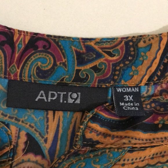 {Apt.9} Paisley Print Button Front Blouse - Picture 7 of 8